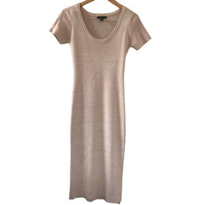 Forever 21 Nude Pink Side Slit Ribbed Short Sleeve Silhouette Dress Size‎ M